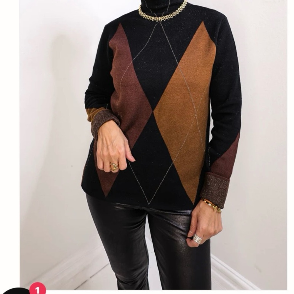 New LYSSE Argyle Greta Sweater